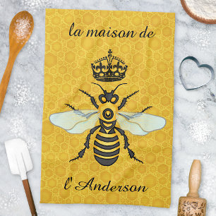 Honeybee Honeycomb French Bee Elegant Custom Name Theedoek