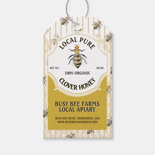 Honeybee Honeycomb Honey Jar Cadeaulabel (Voorkant)