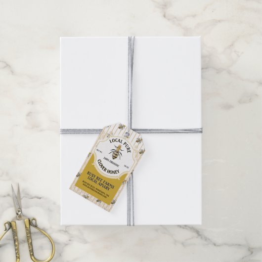 Honeybee Honeycomb Honey Jar Cadeaulabel (Met Touw)