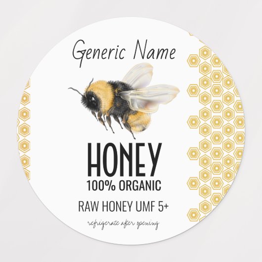 Honeybee Honeycomb Honey Labels (Design 2)