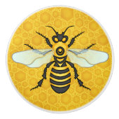Honeybee Honeycomb Large Bee Apiary Keramische Knop (Voorkant)