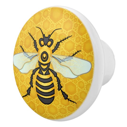 Honeybee Honeycomb Large Bee Apiary Keramische Knop (Rechts)