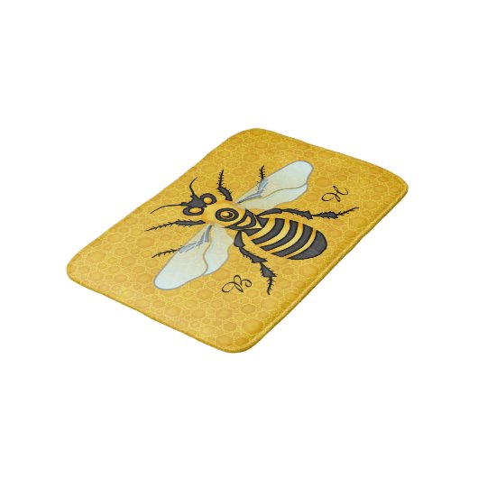Honeybee Honeycomb  Monogrammen Badmat (Gekanteld)