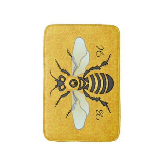 Honeybee Honeycomb Monogrammen Badmat (Voorkant Verticaal)