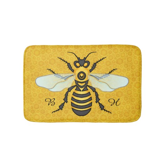 Honeybee Honeycomb Monogrammen Badmat (Voorkant)