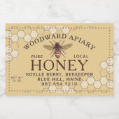 Honeybee Honeycomb Pure Local Honey Yellow Voedselcontainer Etiket (Enkel label)