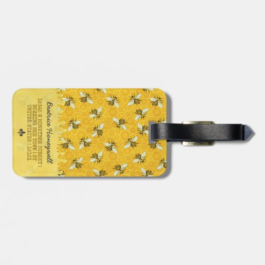 Honeybee Honeycomb Queen Bee Bumblebee Eigen naam Bagagelabel (Achterkant horizontaal)
