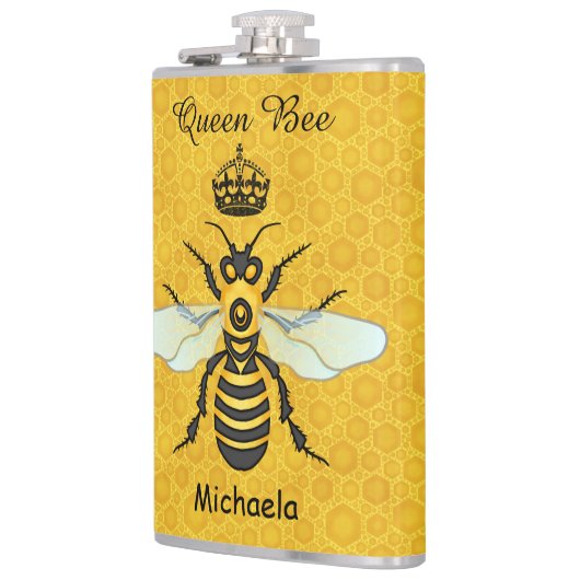 Honeybee Honeycomb Queen Bee Crown Custom Text Heupfles (Links)