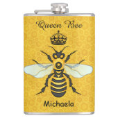 Honeybee Honeycomb Queen Bee Crown Custom Text Heupfles (Voorkant)