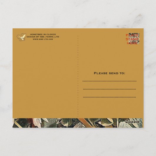 HONEYBEE IN CLOVER - BRIEFKAART (Achterkant)
