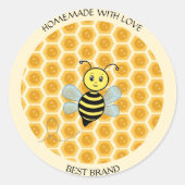 Honeybee Jar Label & Honeycomb Homemade (Voorkant)