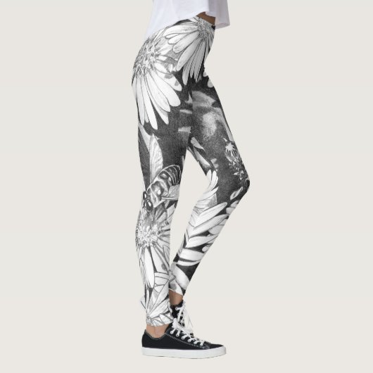 Honeybee Leggings Flower Art Stretchy Pants (Rechts)
