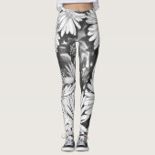 Honeybee Leggings Flower Art Stretchy Pants (Voorkant)