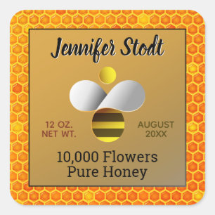 Honeybee Logo Signature Goldenrod Square Sticker