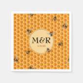 Honeybee Monogram Initialen Gold Wedding Servet (Voorkant)