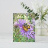 Honeybee op Asters Quick "Hi" Briefkaart (Staand voorkant)
