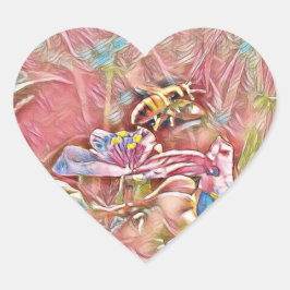 HONEYBEE OP EEN SPIDERWART - PINKSTICKERS HART STICKER