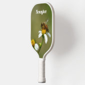 HoneyBee op White Daisy Flower Green Pickleball Paddle (Links)