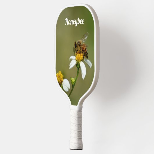 HoneyBee op White Daisy Flower Green Pickleball Paddle (Links)