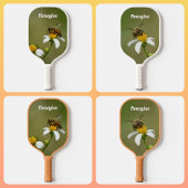 HoneyBee op White Daisy Flower Green Pickleball Paddle