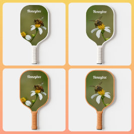 HoneyBee op White Daisy Flower Green Pickleball Paddle