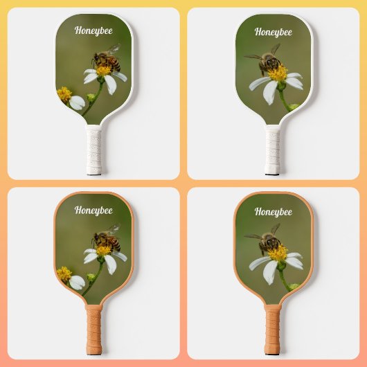 HoneyBee op White Daisy Flower Green Pickleball Paddle