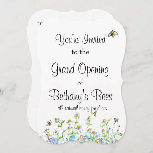 Honeybee Open House Custom Invitation Kamille Kaart (Voorkant / Achterkant)