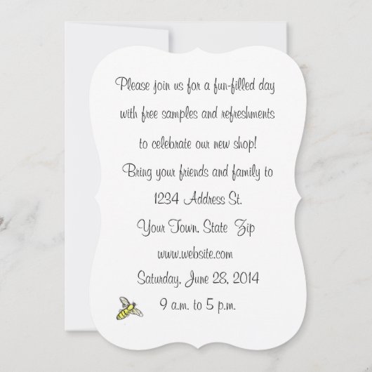 Honeybee Open House Custom Invitation Kamille Kaart (Achterkant)