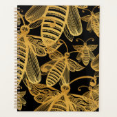 Honeybee Pattern Elegant Gold Black Planner (Voorkant)