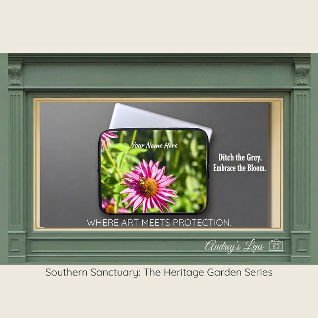 Honeybee & Pink Coneflower Laptop Sleeve (Creator heeft geüpload)