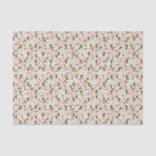 Honeybee Pink Floral Tissuepapier (Voorkant)