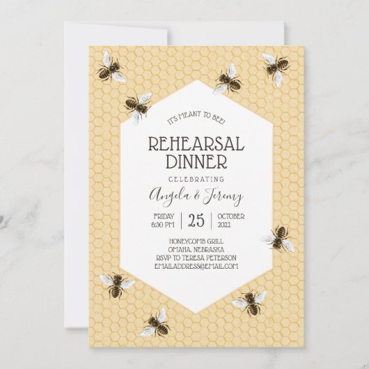 Honeybee Rehearsal Dinner Kaart (Voorkant)