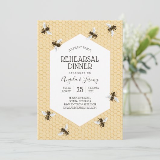  Honeybee Rehearsal Dinner Kaart (Staand voorkant)