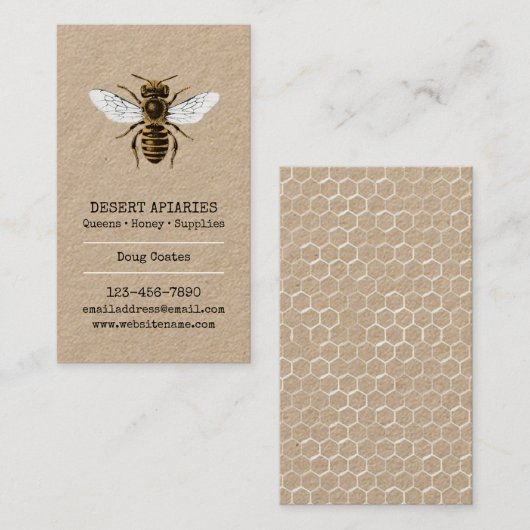 Honeybee Rustic Apiary Visitekaartje (Voorkant / Achterkant)