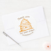 Honeybee Skep Hive Hartelijk dank voor uw bestelli Ronde Sticker (Envelop)