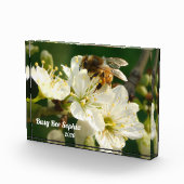Honeybee & White Plum Macro | Custom Photo Block Fotoblokken (Rechts)