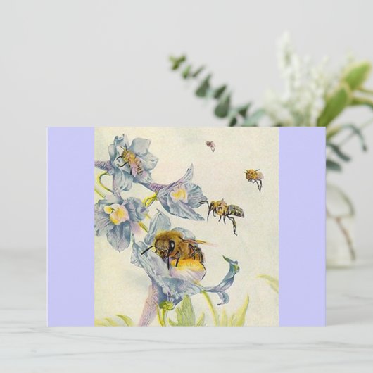 Honeybee & Wildflower Lila bedrijfsmededeling Kaart (Staand voorkant)
