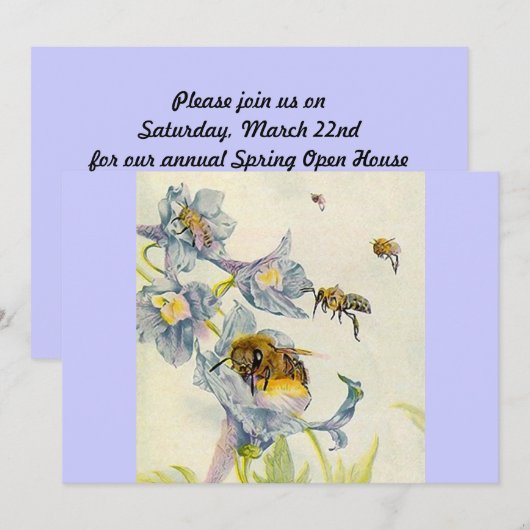 Honeybee & Wildflower Lila bedrijfsmededeling Kaart (Voorkant / Achterkant)
