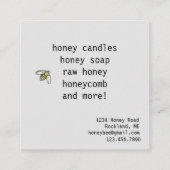 Honeybee Yellow Wildflower Zeap kaarsen Honeycomb Vierkante Visitekaartje (Achterkant)