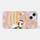 Honeybees and Penguins iPhone 15 Case (Achterkant horizontaal)
