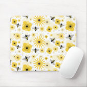 Honeybees Flowers & Polka Dots Mousepad Muismat (Met muis)