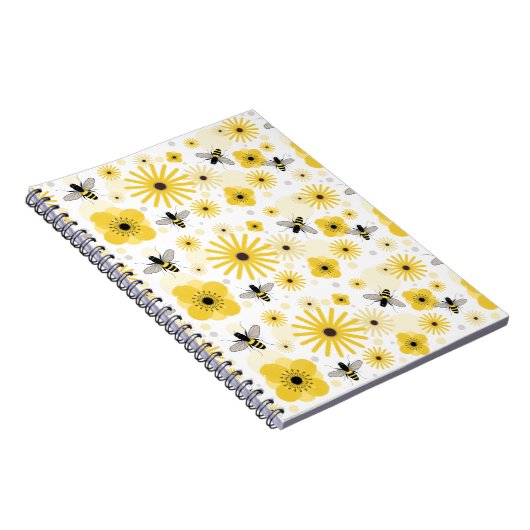 Honeybees Flowers & Polka Dots Notebook Notitieboek (Rechterzijde)