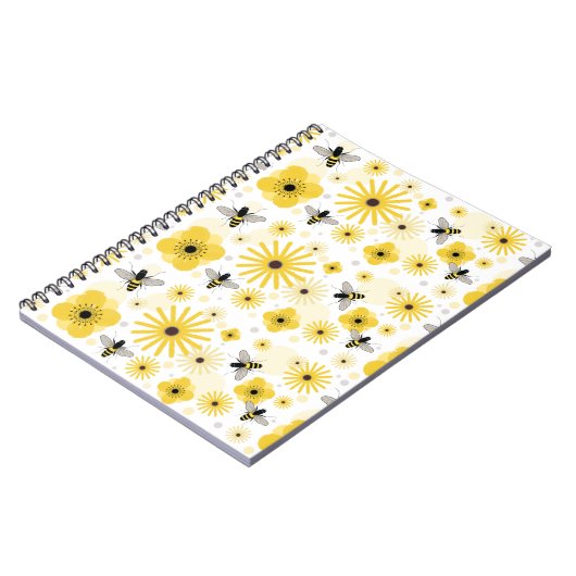 Honeybees Flowers & Polka Dots Notebook Notitieboek (Linkerzijde)
