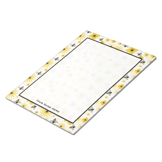 Honeybees Flowers & Polka Dots Notitieblok (Schuin)