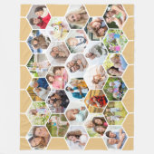 Honeycomb 28 Foto Collage Honey Beige Fleece Deken (Voorkant)
