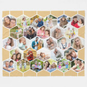 Honeycomb 28 Foto Collage Honey Beige Fleece Deken (Voorkant (Horizontaal))