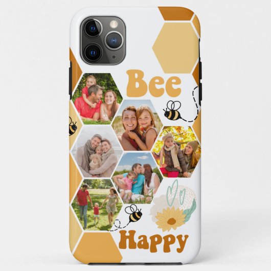 Honeycomb 6 Foto Collage Bee Happy Case-Mate iPhone Case (Achterkant)