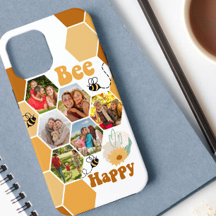 Honeycomb 6 Photo Collage bee Happy White Case-Mate iPhone Case