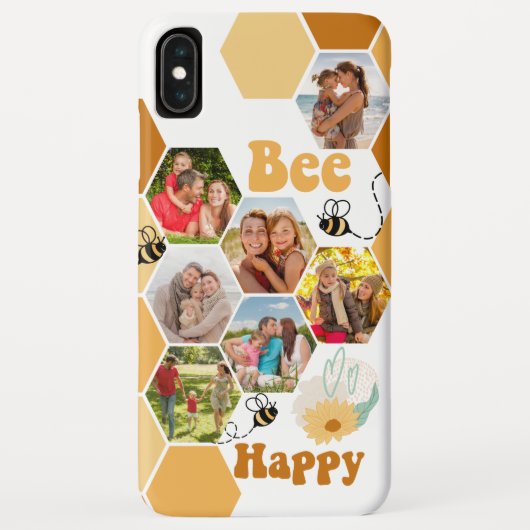 Honeycomb 7 Foto Collage Bee Happy Case-Mate iPhone Case (Achterkant)