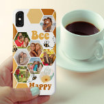 Honeycomb 7 Foto Collage Bee Happy Case-Mate iPhone Case<br><div class="desc">Bee het geval van de de telefoon van de douanefoto. Fun en gelukkig design met foto-collage van honingraat en "Bee Happy" in retro-lettering. Het fotomalplaatje is opstelling voor u om 7 van uw favoriete afbeeldingen toe te voegen die automatisch in de hexagonvormen zullen tonen. Het ontwerp is compleet met hommels,...</div>